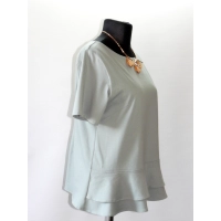 Elegancka Bluzka z falbankami idealna pod żakiet - oliwkowa